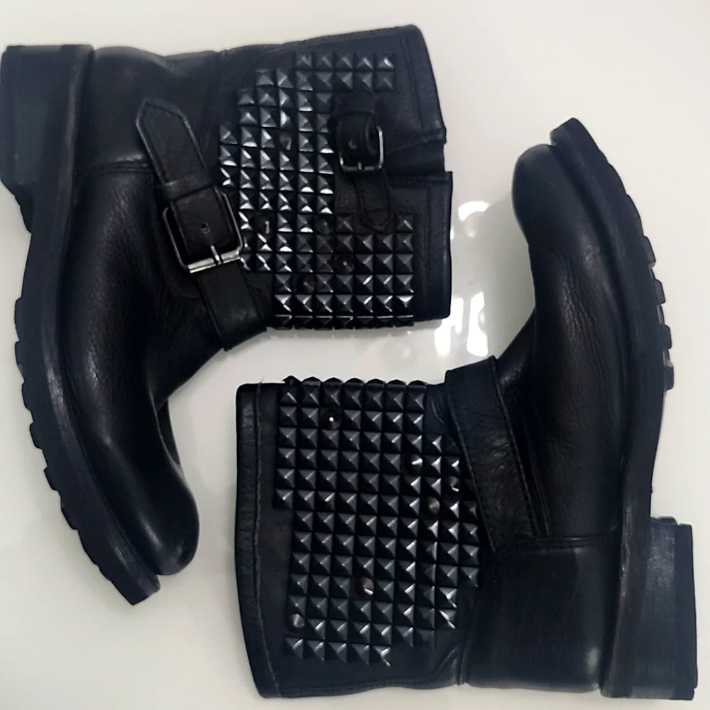 Ash Studded Black Ankle Boots - Picture 3 of 15